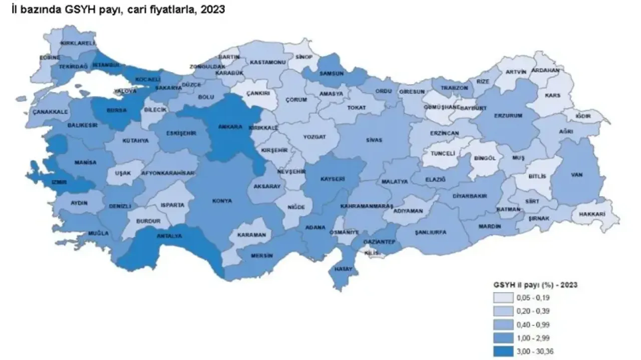 2023 il bazında gayrisafi yurt içi hasıla verileri 