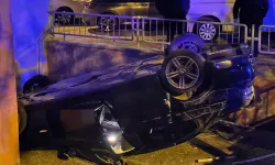 Edirne'de otomobil site bahçesine düştü