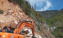 Giresun'da Yola Heyelan Engeli