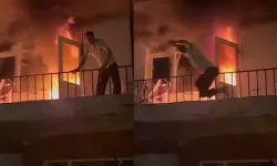 Yangın büyüyünce balkondan atladı