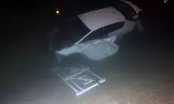 Otomobil sulama kanalına uçtu