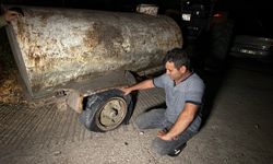 Patlak lastikle yangın bölgesine yardıma koştu