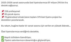 Bakanlık’tan özel tiyatrolara destek
