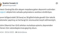 Depremin ardından herhangi bir olumsuzluk tespit edilmediğini aktardı