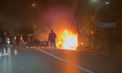 Otomobil ile Çarpışan Motosiklet Yandı