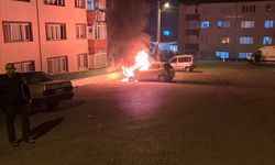 Park halindeki otomobil alev aldı