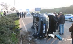 Makas Atan Aracın Çarptığı Otomobil Devrildi