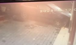 Otomobil apartmanın bahçesine uçtu