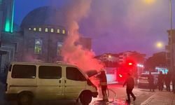 Ordu'da minibüs alev alev yandı