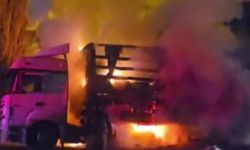 Pamuk yüklü TIR alev aldı