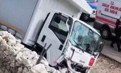 Sürücüsünün hakimiyetini kaybettiği kamyonet refüje çarptı