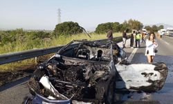 Aydın'da otomobil seyir halindeyken yandı