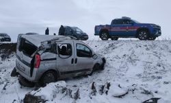 Kars'ta hafif ticari araç şarampole devrildi: 2 yaralı