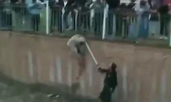 Çaya düşen köpeği, elini ısırmasına rağmen kurtardı
