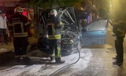 Çorum'da otomobili alevler sardı
