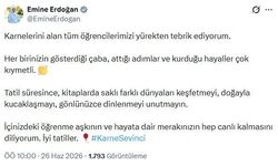 Emine Erdoğan'dan karne alan öğrencilere tebrik mesajı