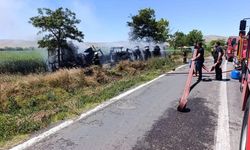 Konya'da devrilen tanker alev topuna dönüştü