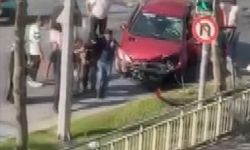 Yayaya çarpmamak için trafik ışığına çarptı