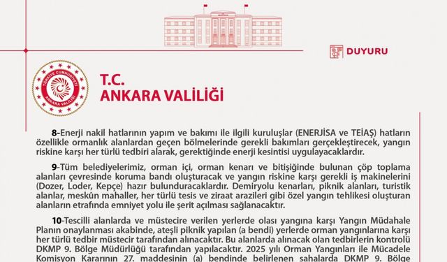 Ankara'da Orman Yasağı Başladı