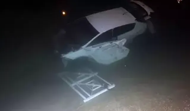 Otomobil sulama kanalına uçtu