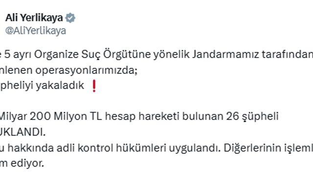 5 ilde suç örgütüne yönelik operasyon