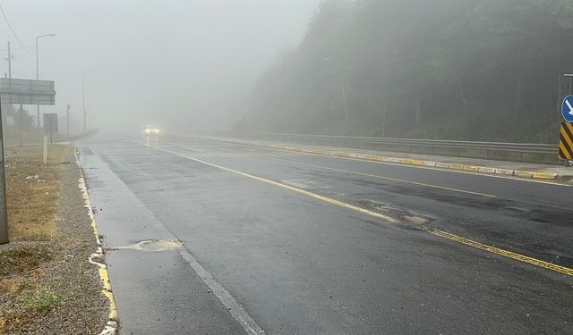Bolu Dağı'nda sis ve yağmur etkisi