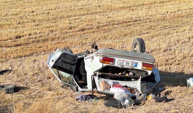 Gözünü güneş alan sürücü tarlaya uçtu