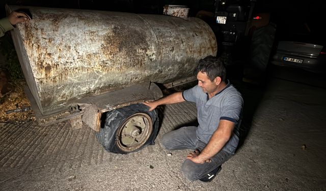 Patlak lastikle yangın bölgesine yardıma koştu