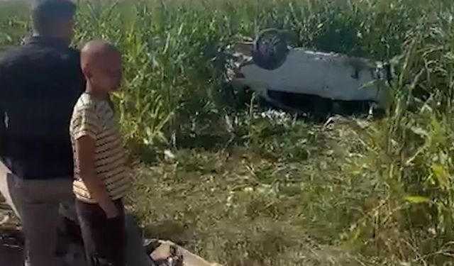 Harran'da otomobil tarlaya devrildi