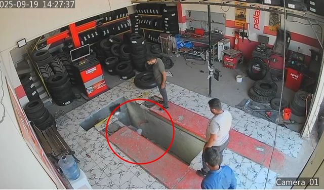 Oto lastikçide çalışan çırak tamir çukuruna düştü