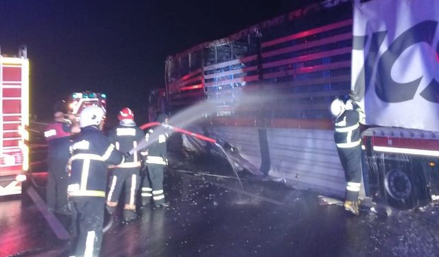 Yalova'da TIR'ı alevler sardı