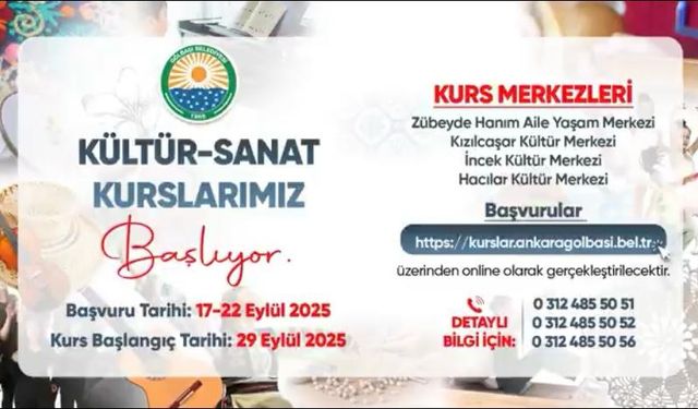 Gölbaşı'nda Kültür-Sanat Kursları başlıyor!
