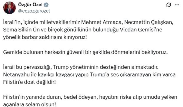 İsrail'in Vicdan Gemisi'ne yönelik saldırılarını kınadı