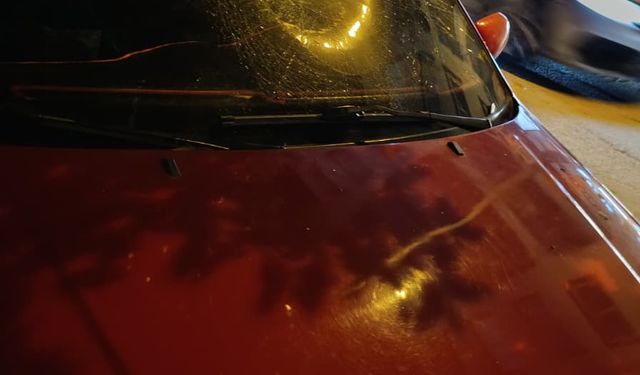 Otomobil ve iş yerlerine taşla saldırdı