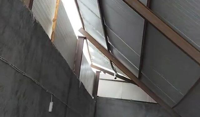 Ahırın çatısı çökünce inekler yaralandı