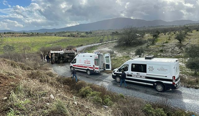 Aydın'da kamyonet tali yola yuvarlandı