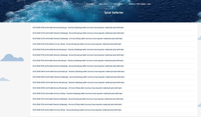 BUDO'nun hangi seferleri iptal edildi?