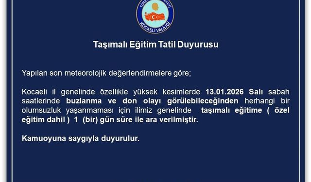 Kocaeli'de taşımalı eğitime ara