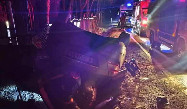 Edirne'de otomobil takla attı