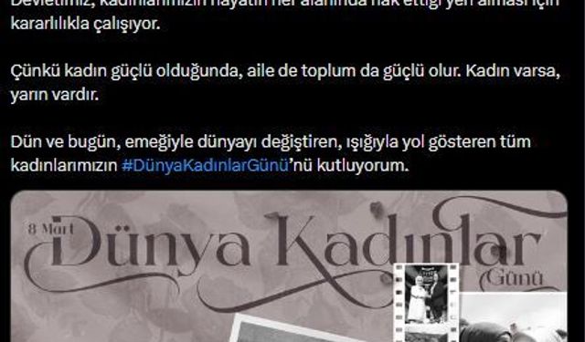 Emine Erdoğan'dan 'Kadınlar Günü' mesajı