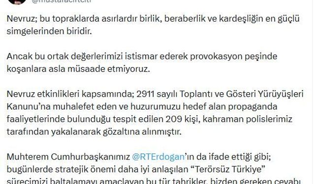 Nevruz'da terör propagandası yapan 209 şüpheli gözaltına alındı