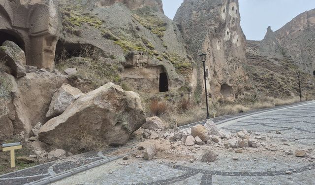 Soğanlı Vadisi'ne düşen kaya parçası paniğe neden oldu