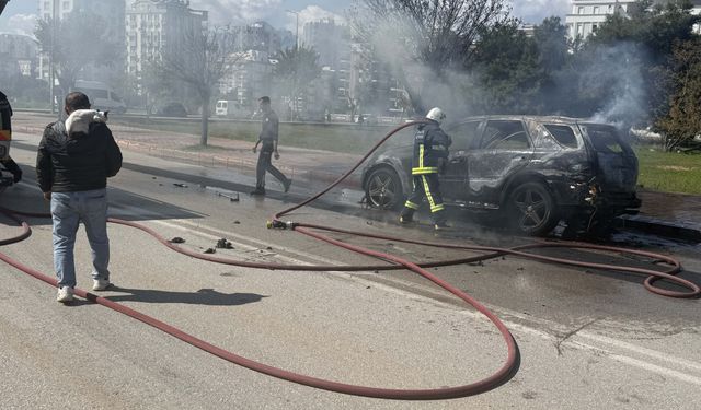Yanan otomobilindeki kedisini son anda kurtardı