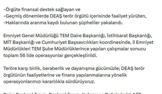 56 ilde DEAŞ operasyonu düzenlendi: 525 kişi gözaltına alındı