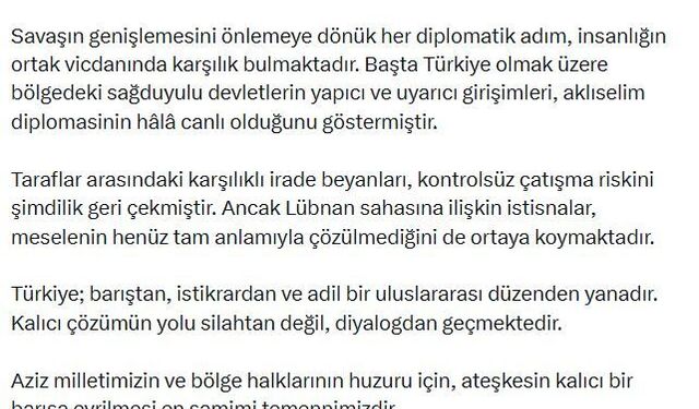 Bahçeli ateşkes kararını memnuniyetle karşıladıklarını duyurdu