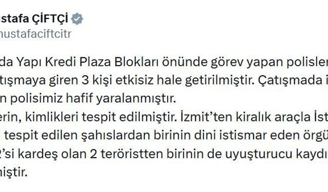 Bakan Çiftçi açıkladı:  "3 kişi etkisiz hale getirildi"