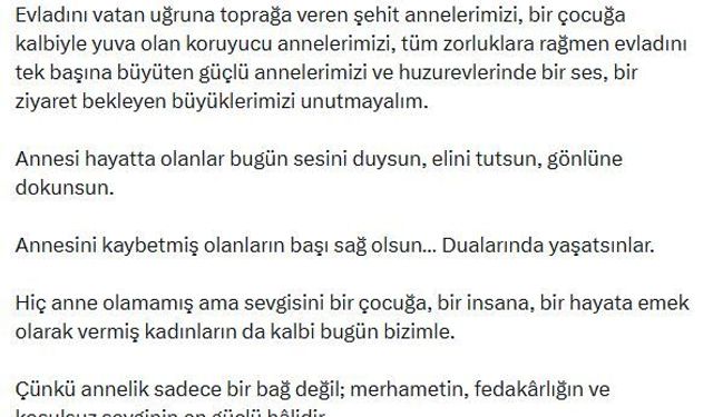 Bakan Göktaş'tan 'Anneler Günü' paylaşımı