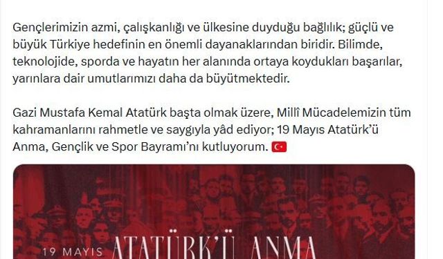 Burhanettin Duran'dan 19 Mayıs mesajı
