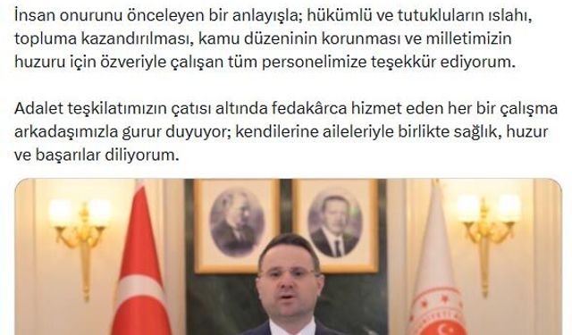 Bakan Gürlek'ten 'Ceza İnfaz Personeli Günü' paylaşımı