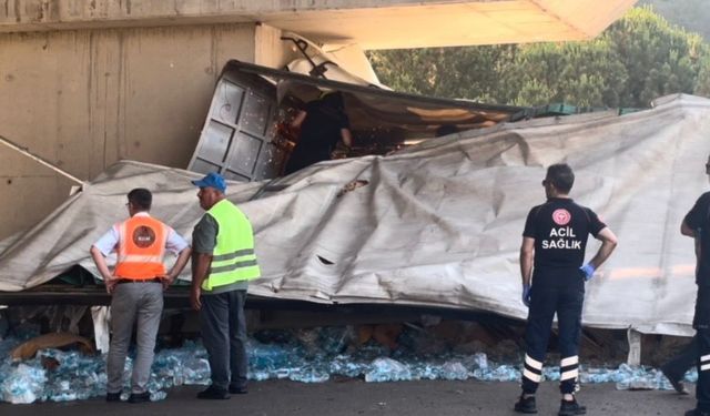 Köprü ayağına çarpan TIR'ın şoförü hayatını kaybetti